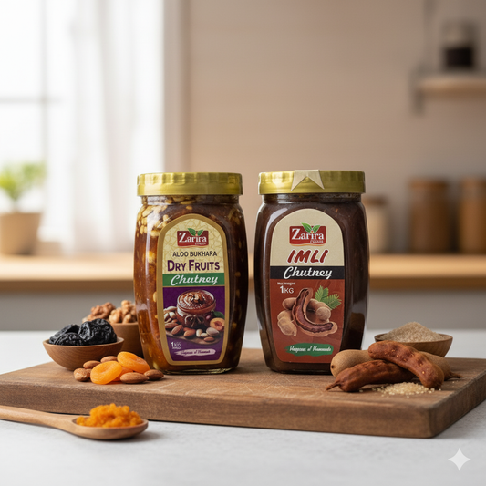 Dry Fruits Aloo Bukhara Chutney & Imli Chutney.